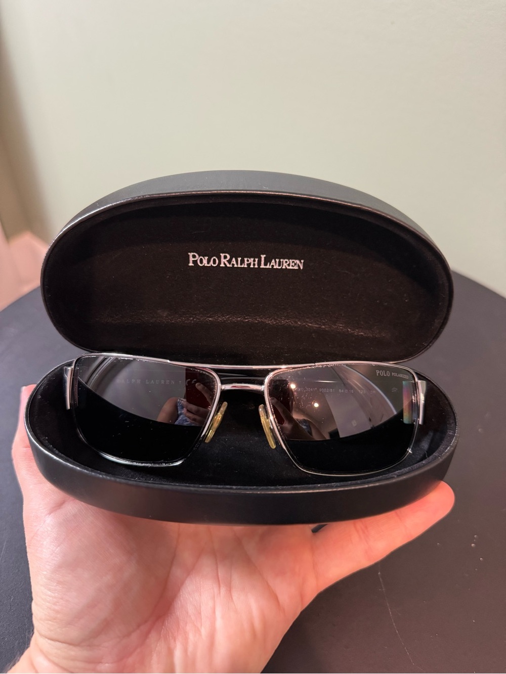 Polo Ralph Lauren Men's Black Rectangular Sunglasses